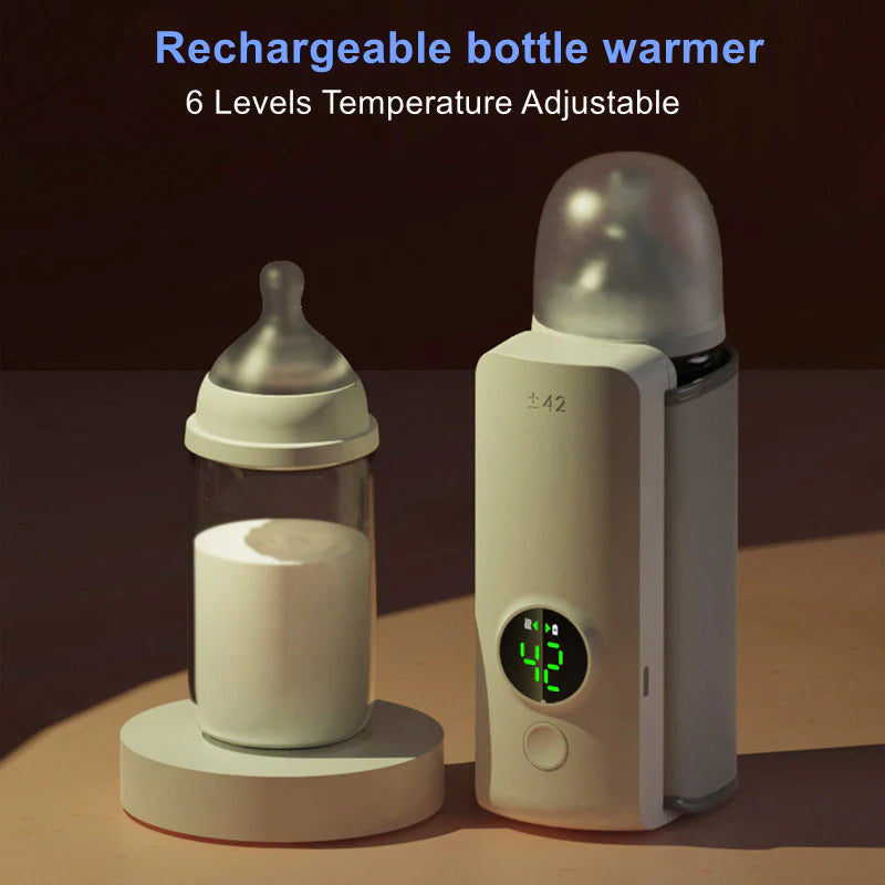 Portable Wireless Rechargeable Baby Bottle Warmer with USB Charging and Insulation Sleeve for Consistent Temperature Maintenance